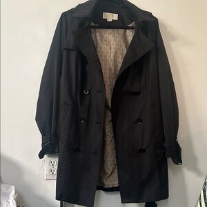 Black Trench Coat with Patterned Lining